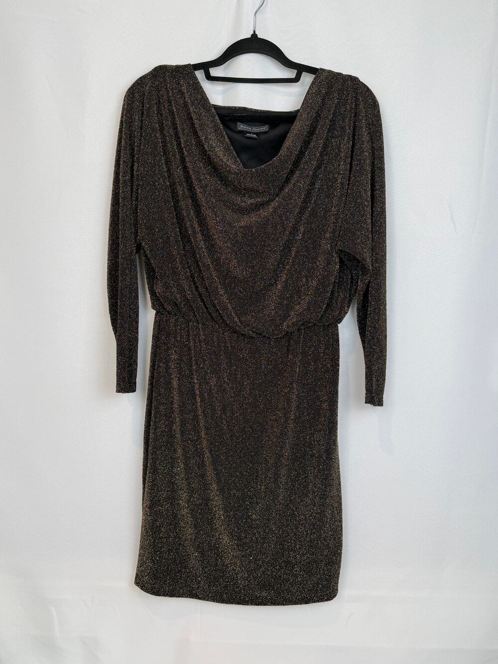 Jessica Howard Womens Metallic Cowl Neck Dress Size 8 Bronze Evening Formal